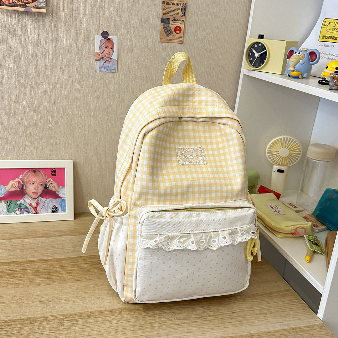 Stylish Gingham Patterned Backpack Kalsten