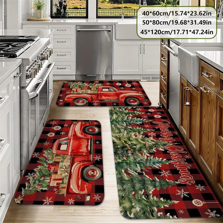 Festive Holiday-Themed Kitchen Mat Set