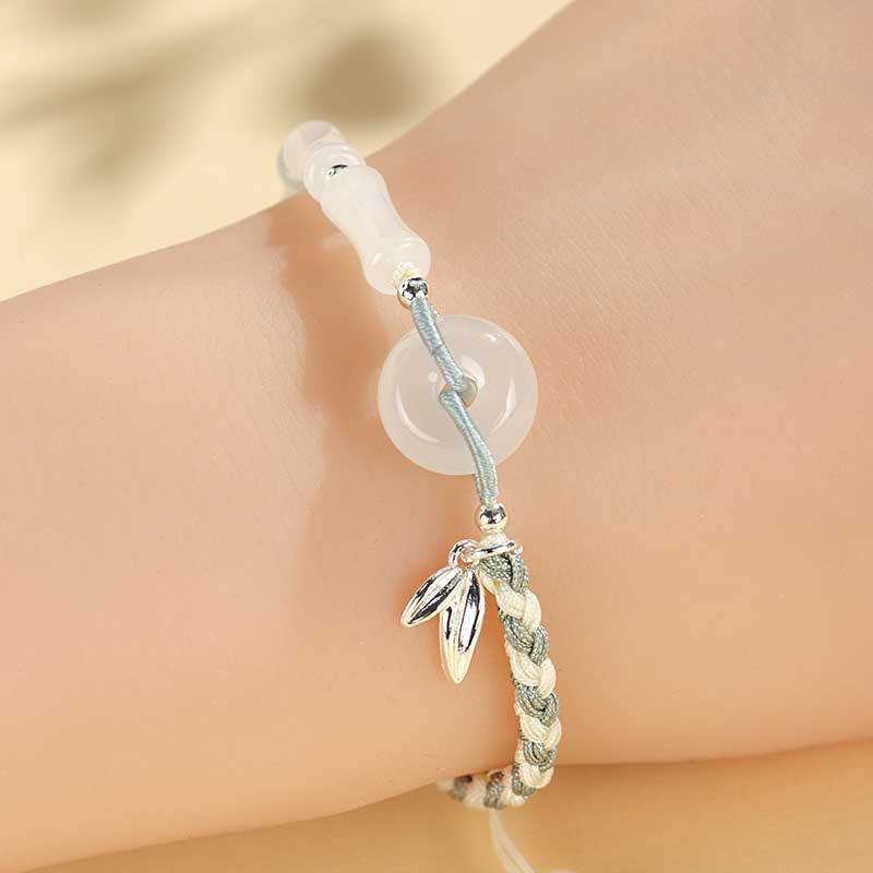 Adjustable Gemstone and Leaf Charm Bracelet Kalsten