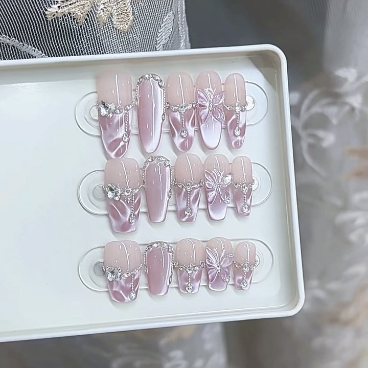 Luxury Floral-Embellished Press-On Nail Set Kalsten