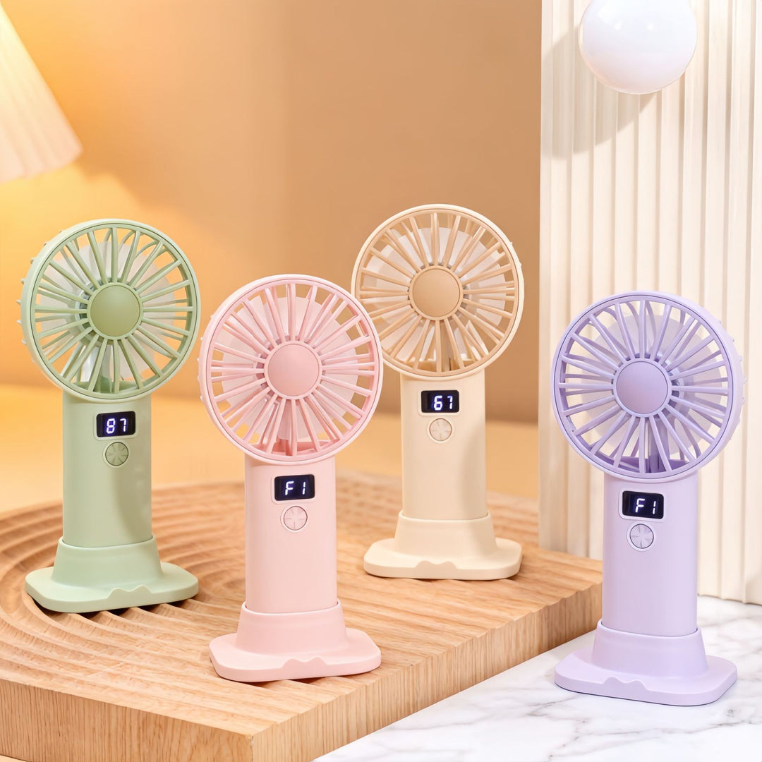 Women Portable Handheld Fan with Digital Speed Setting Kalsten
