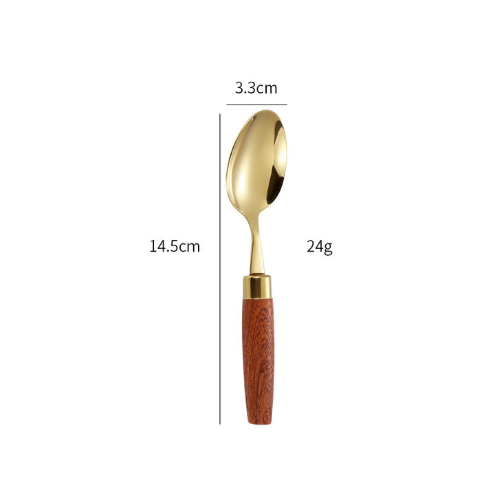 Elegant dessert spoon with ergonomic wooden handle Kalsten