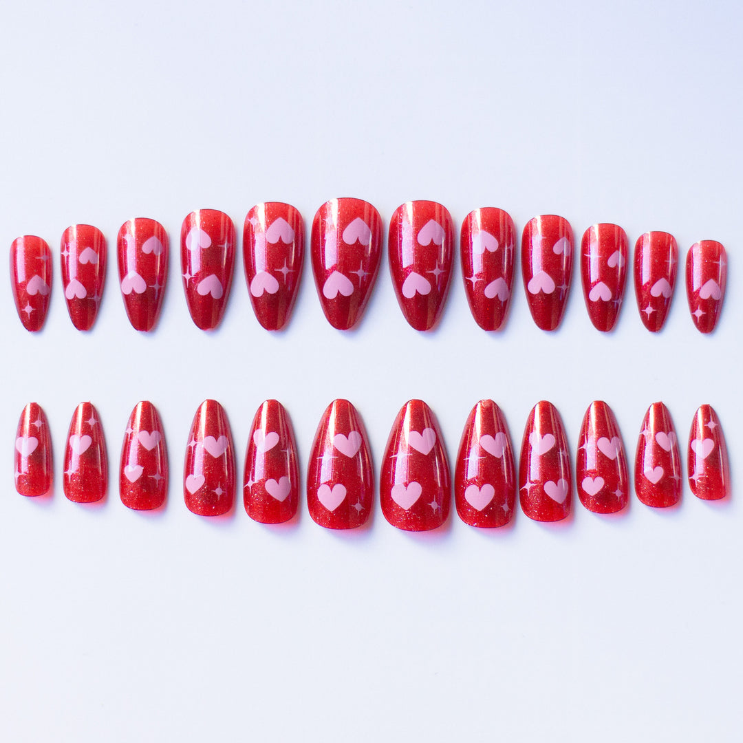 Romantic Heart-Patterned Nail Art Set