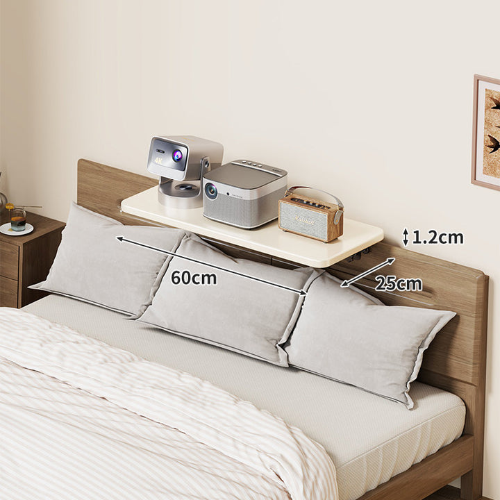 Headboard-Mounted Floating Bedside Shelf for Projectors and Devices