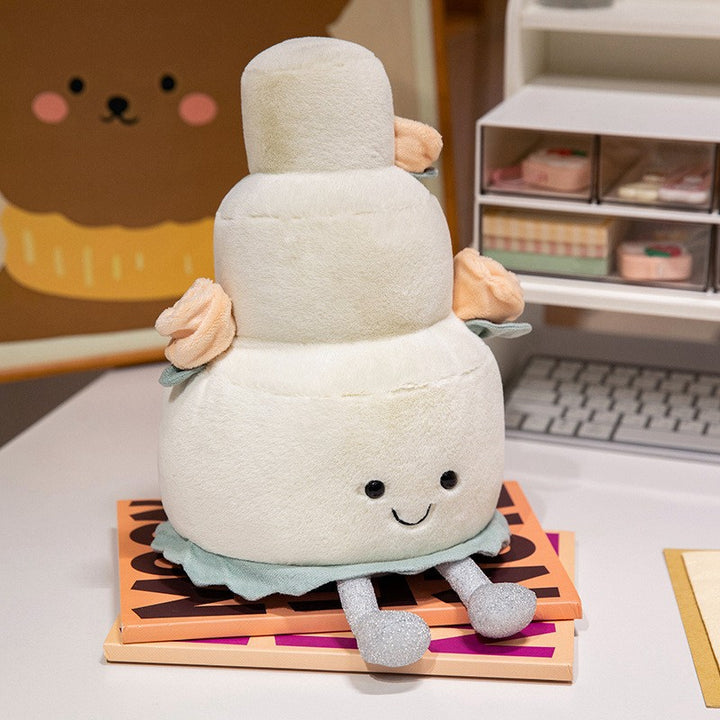Round Donut-Shaped Plush Decorative Pillow Toy with Embroidered Face & Metallic Crown Kalsten