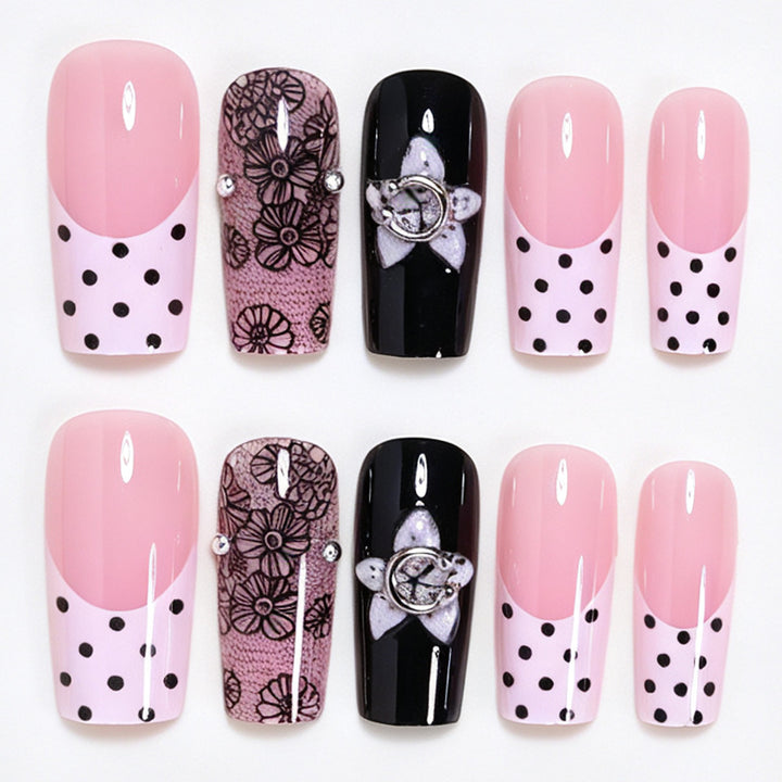 Floral Lace Design Press-On Nail Art Kalsten
