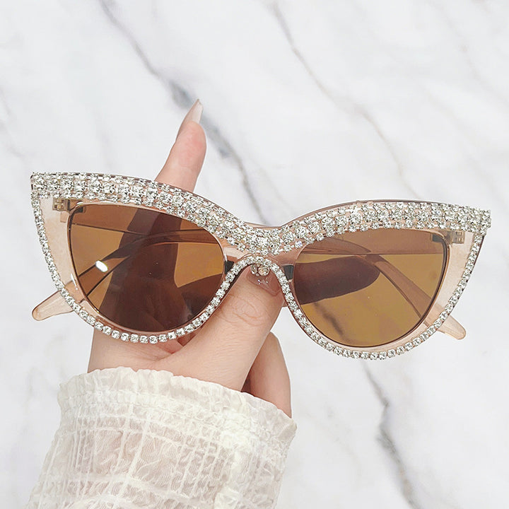 Glamorous Rhinestone-Embellished Shield Sunglasses Kalsten