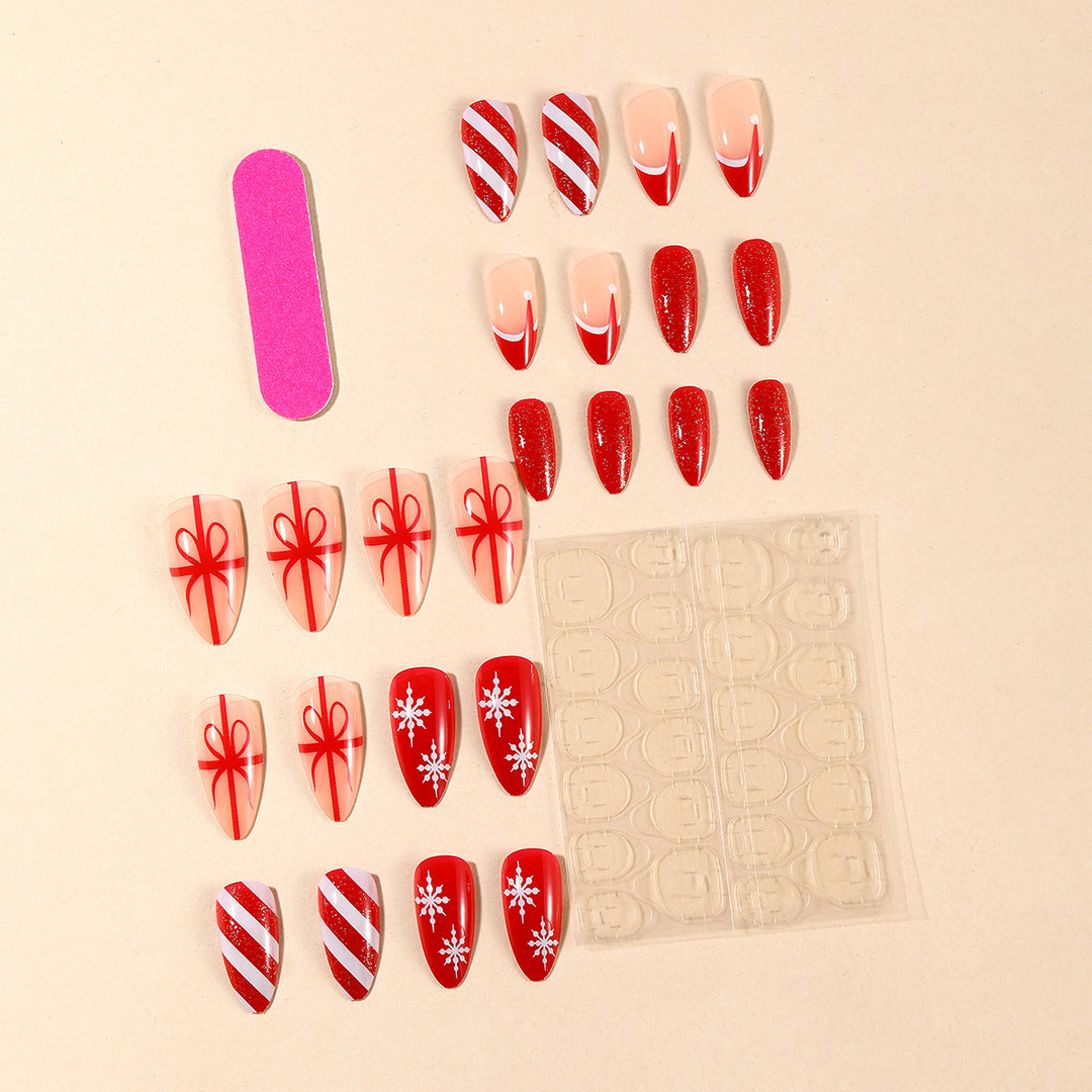 Festive Holiday-Themed Stiletto Nail Art Set Kalsten