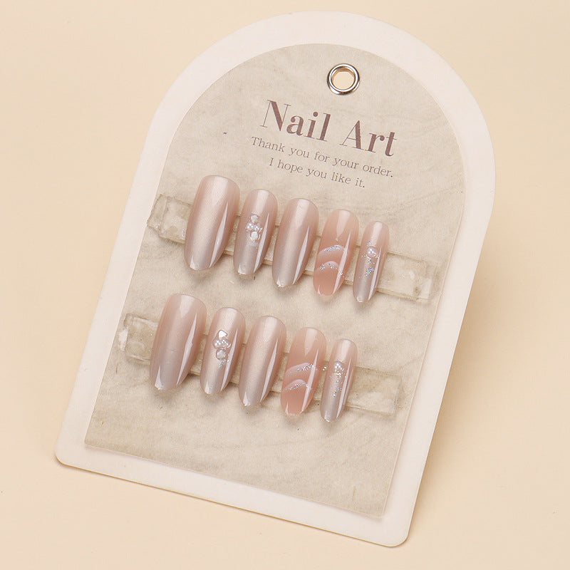 Glamorous Press-On Nail Art Set with Stylish Gemstone Accents Kalsten