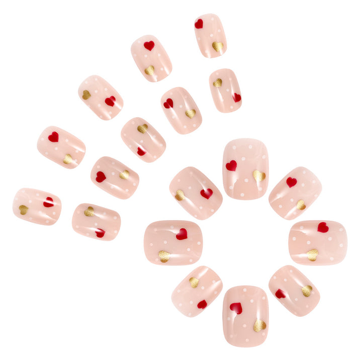 Romantic Heart-Embellished Press-On Nails Kalsten