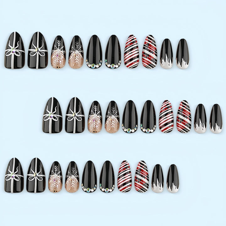 Artificial nail set with festive design and glitter accents Kalsten