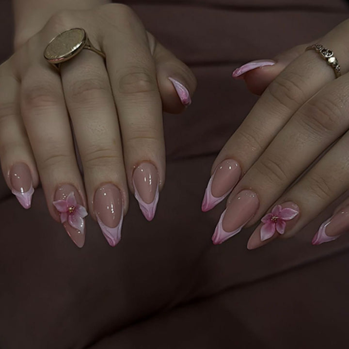 Artistic Nail Extensions with Floral Accents Kalsten