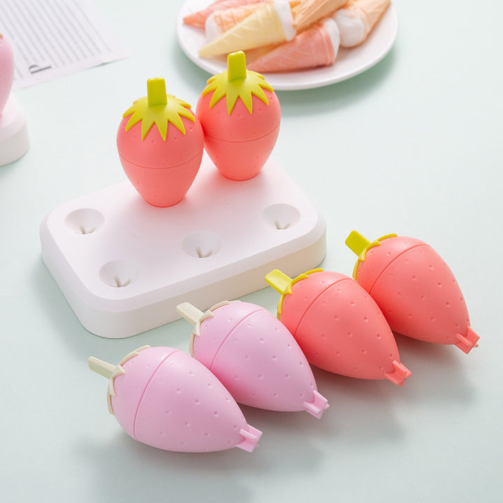 Fun Strawberry-Shaped Ice Cream Mold Set