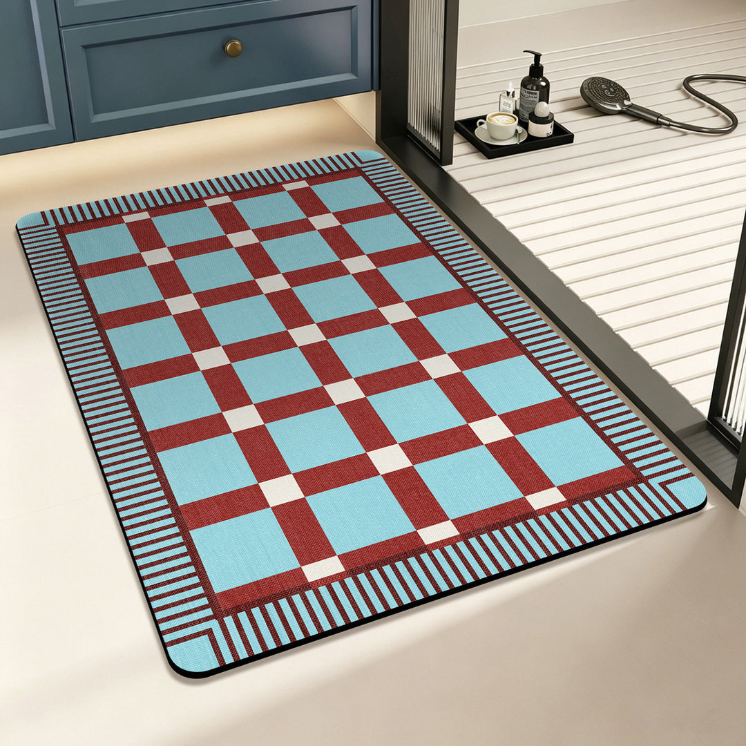 Geometric Checkered Floor Mat