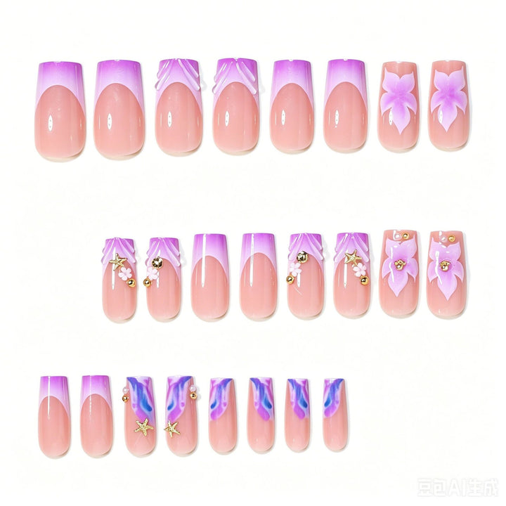 Decorative Floral Acrylic Nail Art Tips Kalsten