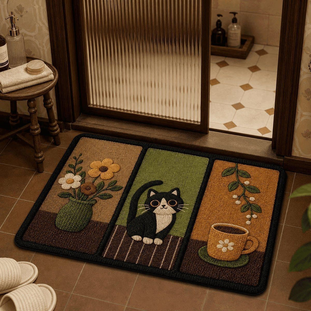 Artistic Cat-Themed Entrance Mat for Home Entryway