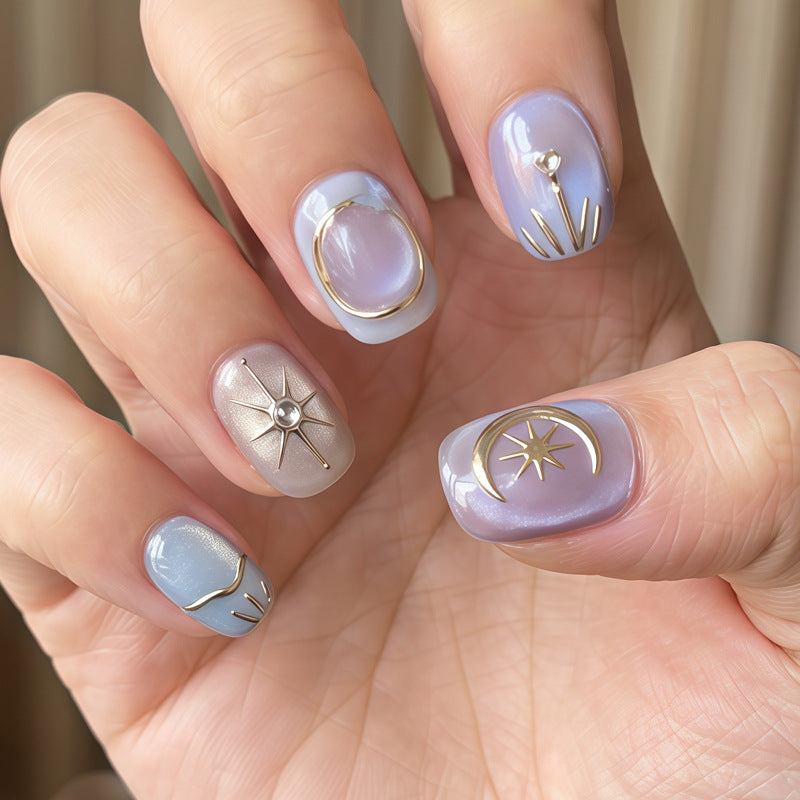 Decorative Press-On Nail Set with Star and Bow Designs Kalsten