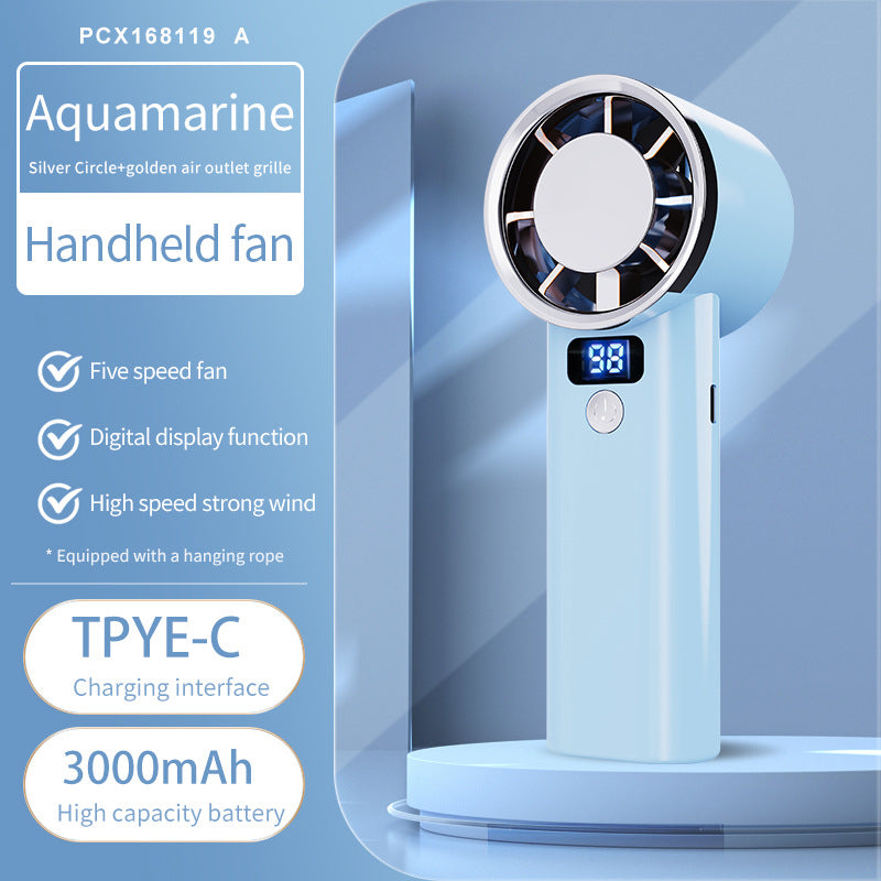 Ladies portable hand fan with digital display and five speed settings Kalsten