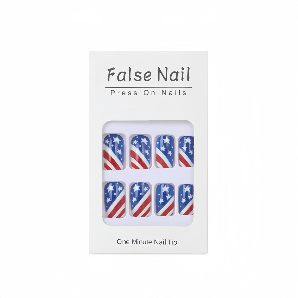 Artificial nails in patriotic stars and stripes design Kalsten