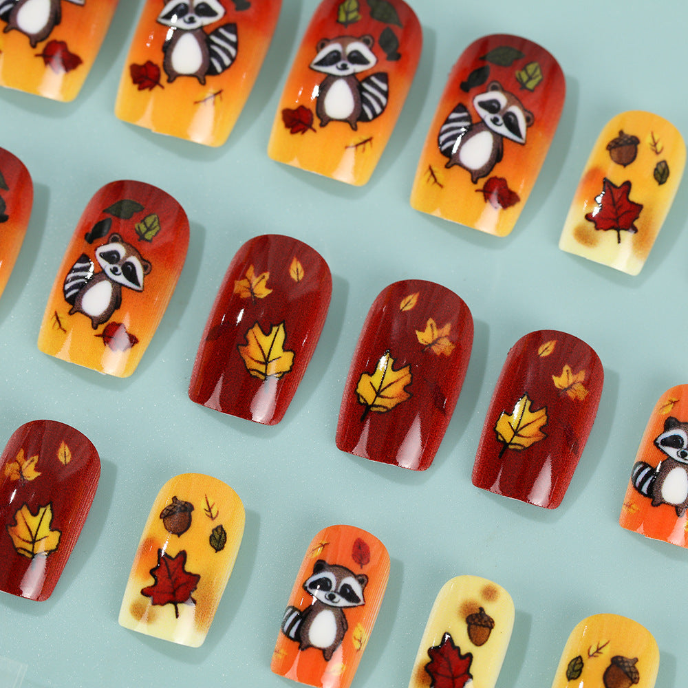 Artificial nails with autumnal animal and leaf patterns Kalsten
