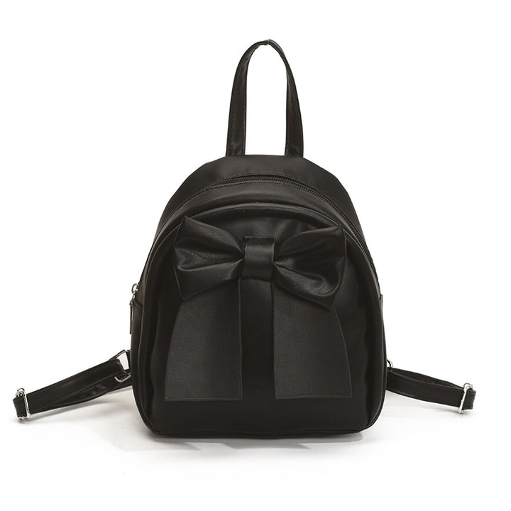 Bow-Accented Faux Leather Mini Backpack
