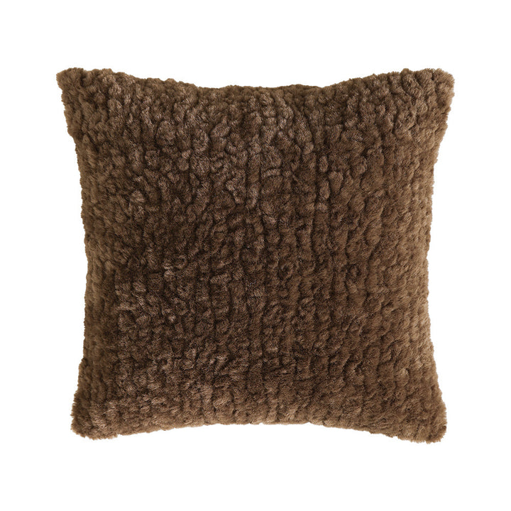 Cozy square decorative pillow with teddy bear fur cover