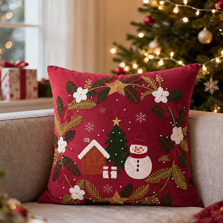 Christmas embroidered decorative cushion cover with bead application Kalsten