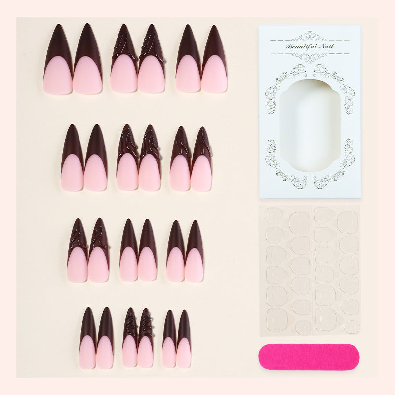 Elegant Stiletto Press-On Nail Set with Decorative Design Kalsten