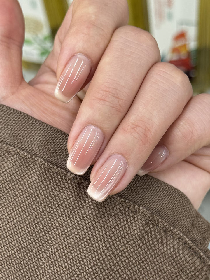 Elegant Glossy French Tip Press-On Nails Kalsten