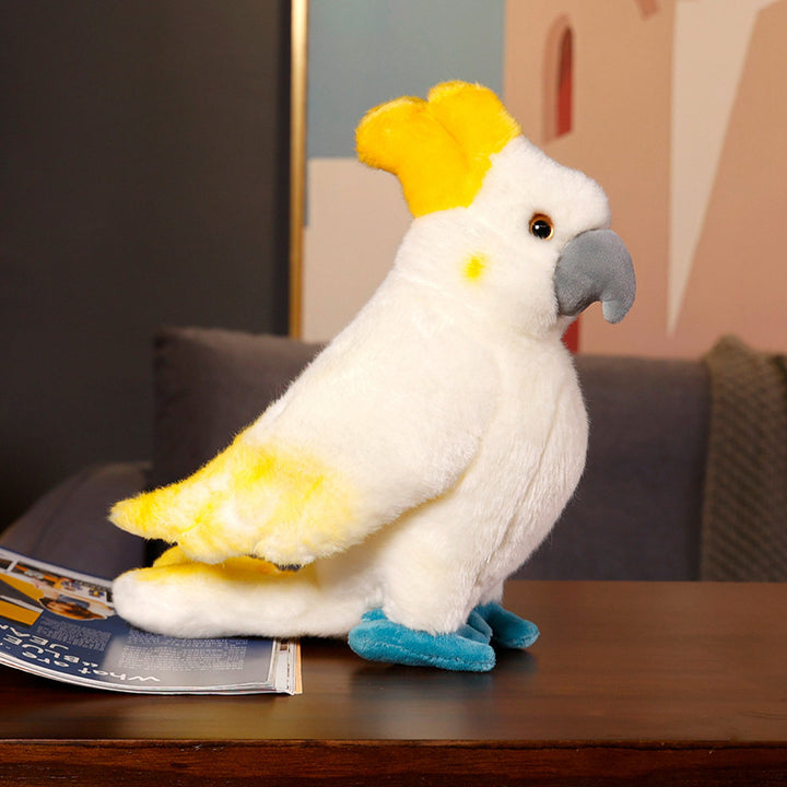 Lifelike Plush Parrot Toy with Embroidered Beak and Poseable Feet Kalsten