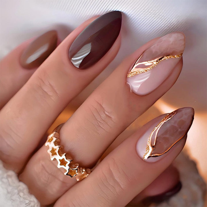 Artificial nail set with elegant, glittering design Kalsten