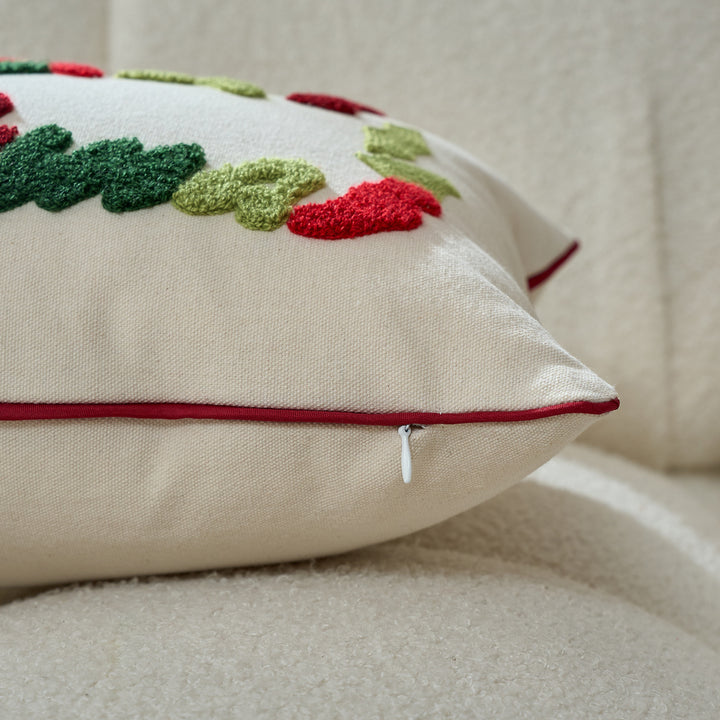 Festive Tufted Chenille Merry Christmas Lumbar Throw Pillow