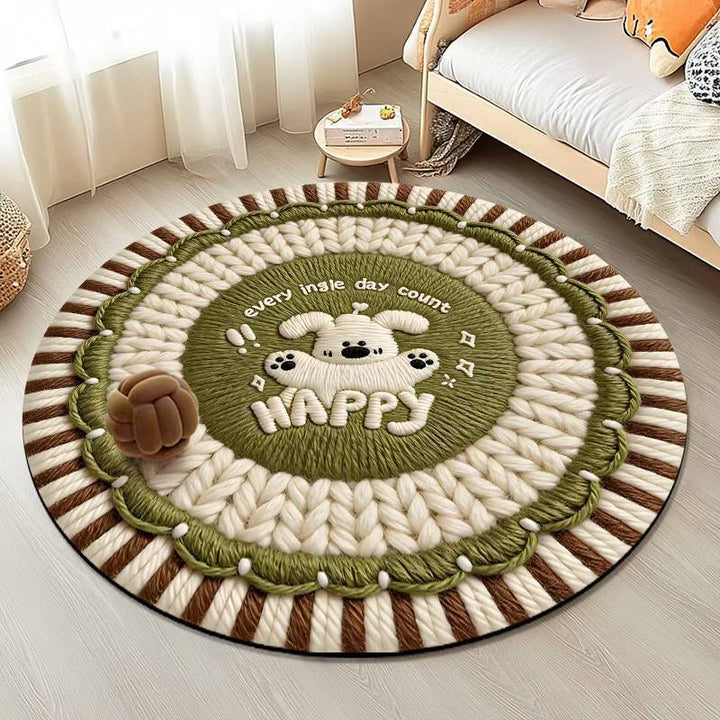 Playful Round Plush Area Rug