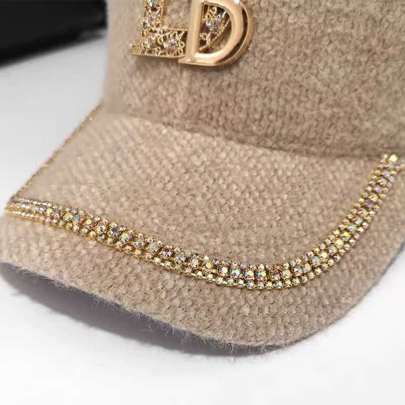 Women's Luxurious Embellished Wool Baseball Cap Kalsten