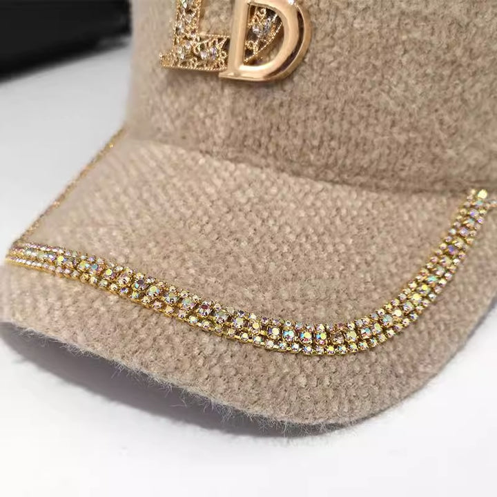 Women's Luxurious Embellished Wool Baseball Cap Kalsten
