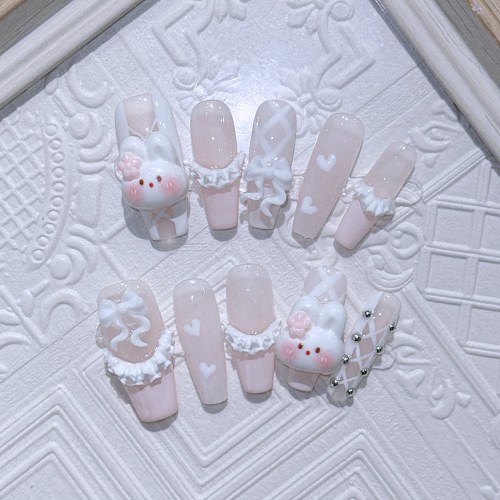 Cute Bunny Themed Press-On Nail Set
