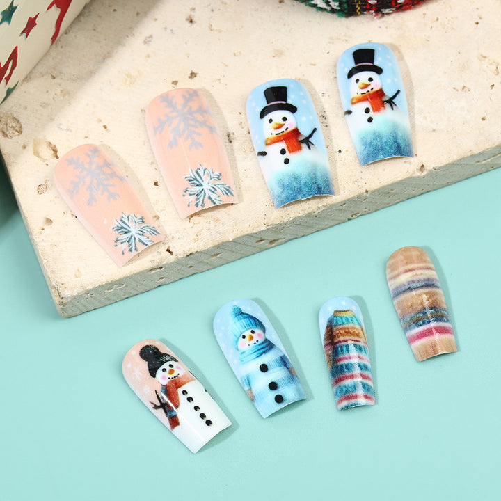 Festive artificial nails with snowman motif Kalsten