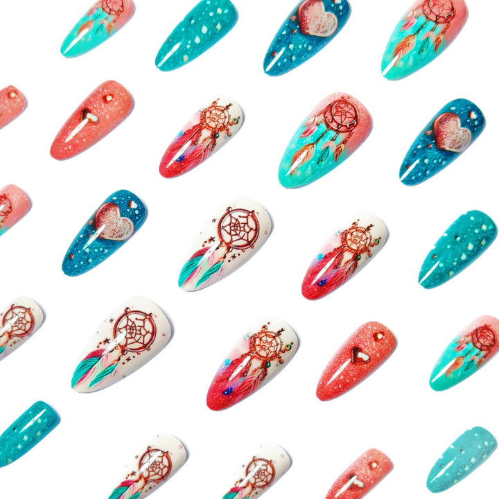 Artificial nails with intricate dreamcatcher design Kalsten
