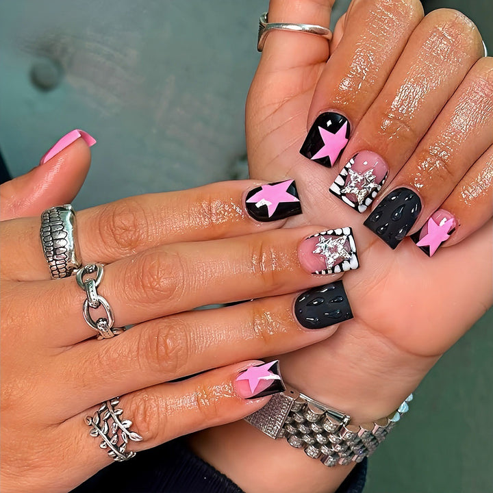 Artistic Star-Embellished Nail Art Extensions Kalsten