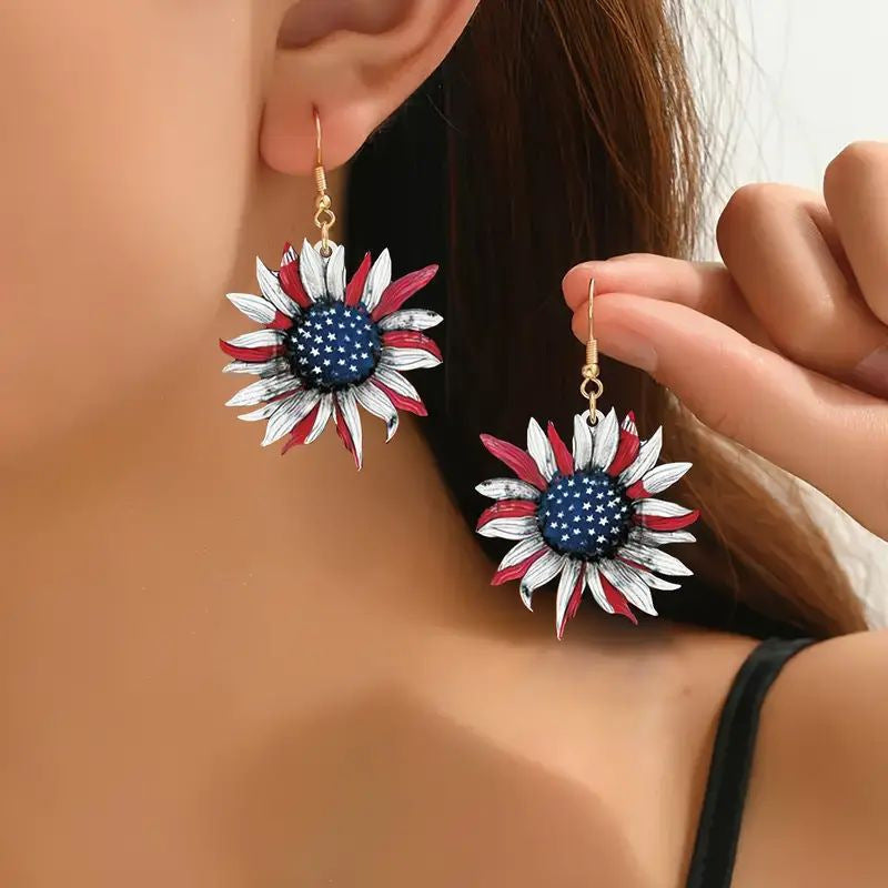 Women's nan handcrafted sunflower earrings with star center Kalsten