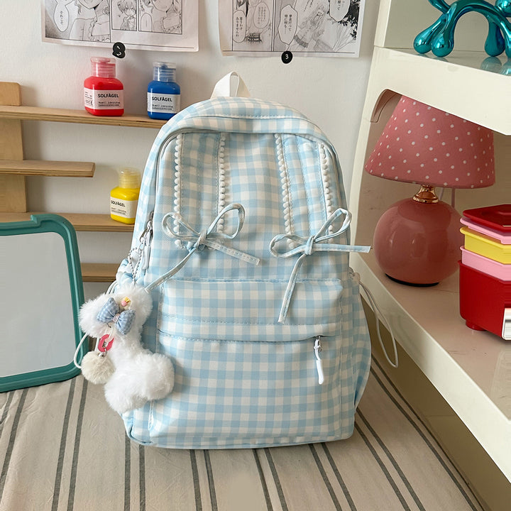 Stylish Gingham Print School Backpack Kalsten