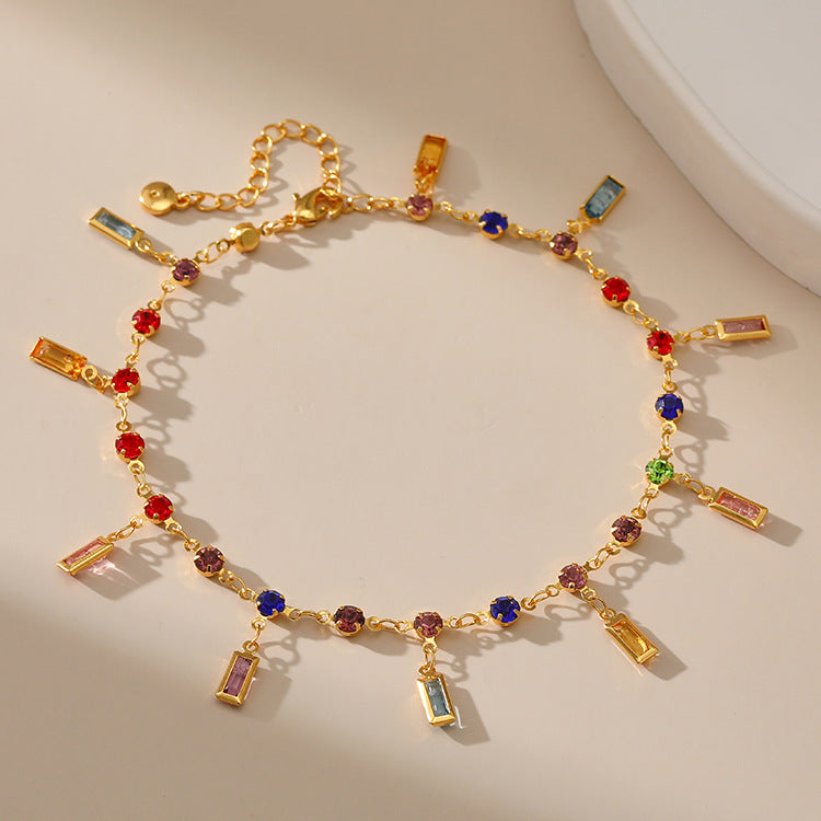 Colorful Gemstone Charm Anklet Kalsten