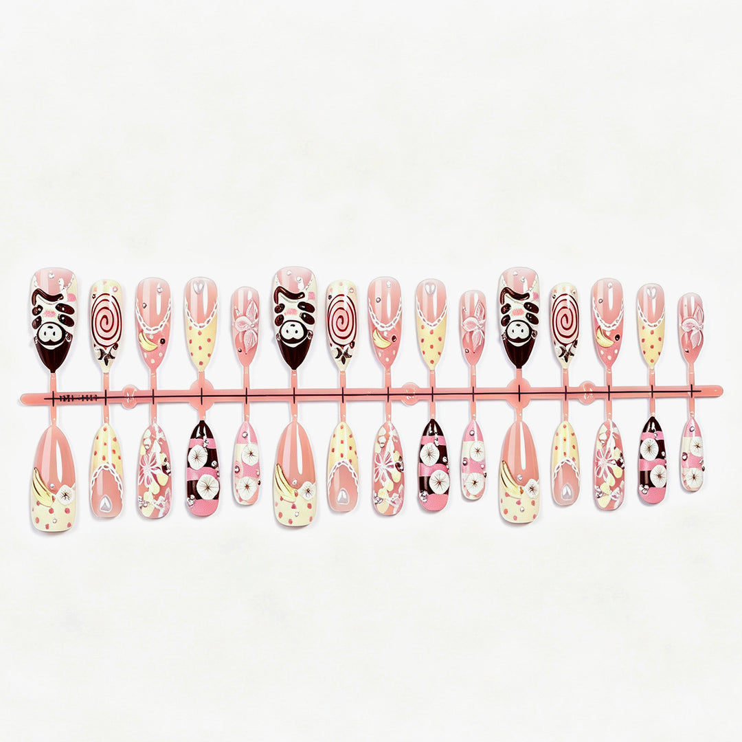 Artificial nail set with cute animal and dessert design Kalsten