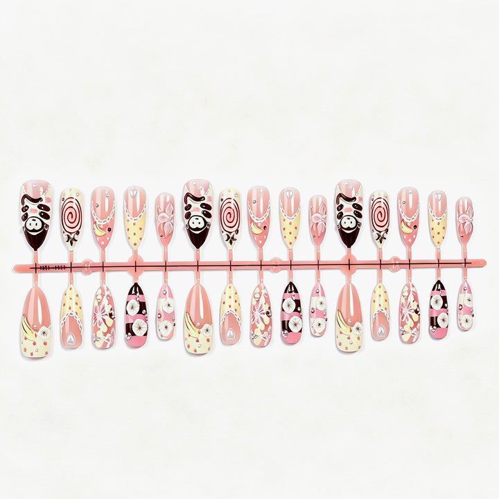 Artificial nail set with cute animal and dessert design Kalsten