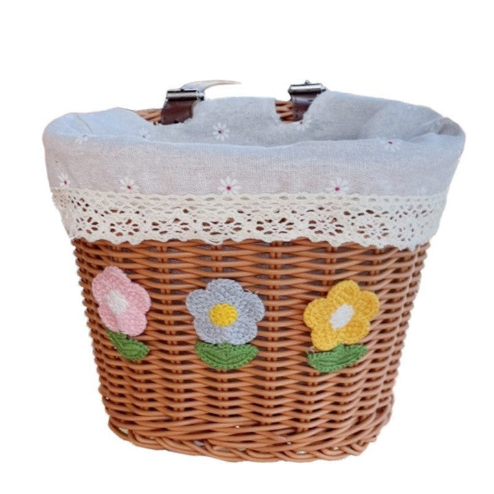 Floral Embroidered Woven Storage Basket Kalsten