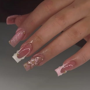 Creative 3D Bow and Pearl Nail Extensions Kalsten