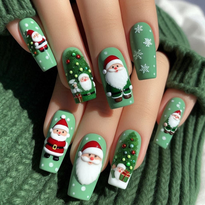 Glittering artificial nails in festive Christmas design Kalsten