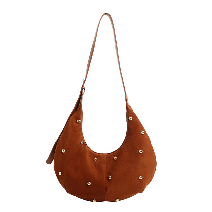 WoTextured Suede Hobo Bag with Decorative Studs Kalsten