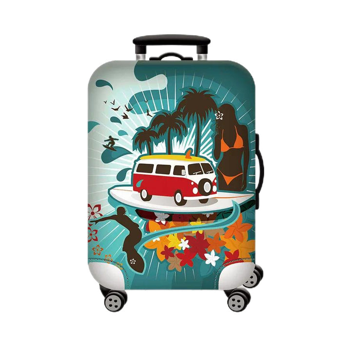Unisex hard-shell cabin trolley with vintage travel illustration, 360° swivel wheels and telescopic handle Kalsten