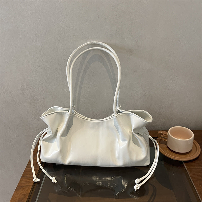 Glossy Faux Leather Handheld Tote Bag